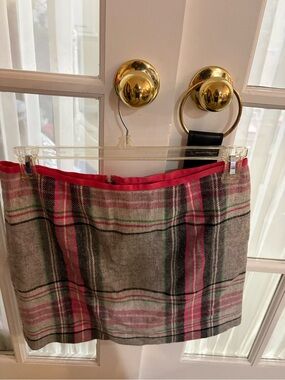Vineyard Vines Gray Plaid Mini Skirt with Pink Trim
